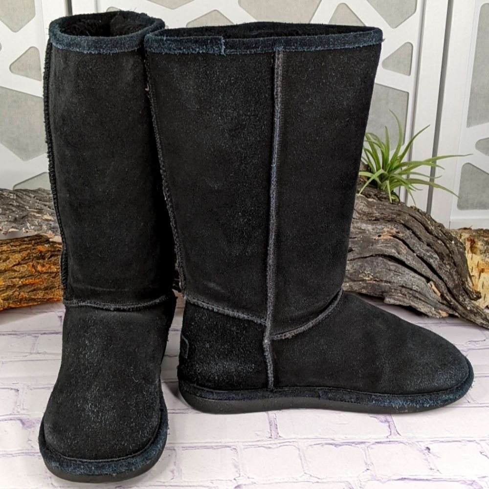 Bjorndal Zoe Black Suede Sheepskin Shearling Fur Lined Leather Boots